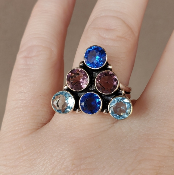 New Amethyst and Blue Quartz 925 Silver Ring. - Picture 8 of 12